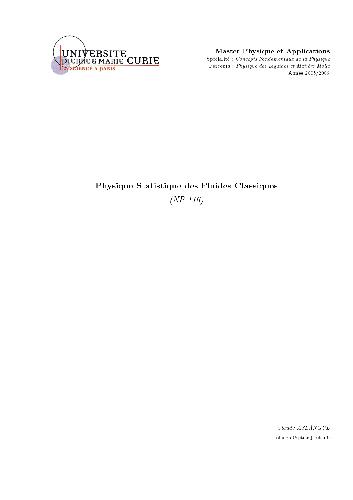 Physique statistique des fluides classiques