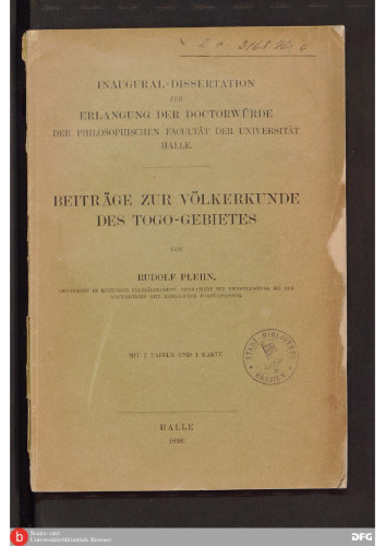 Beiträge zur Völkerkunde des Togo-Gebiets