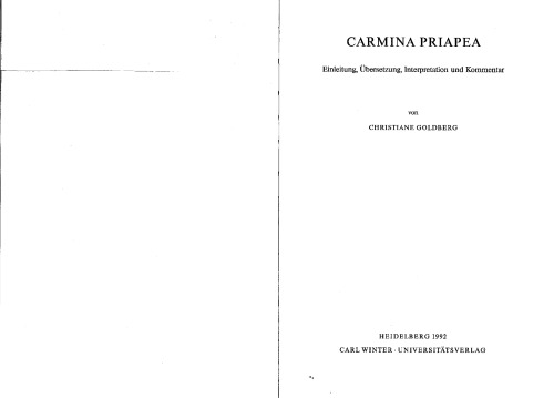Carmina Priapea. Einleitung, Übersetzung, Kommentar