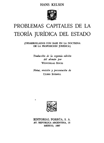 Problemas capitales de la teoría jurídica del Estado