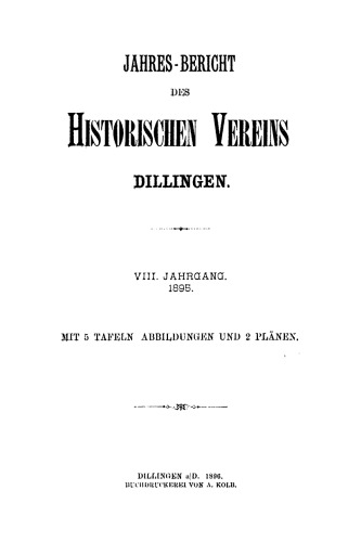 Jahresbericht des Historischen Vereins Dillingen