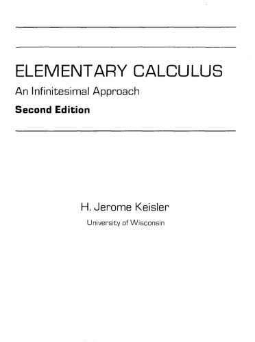 Elementary Calculus An Infinitesimal