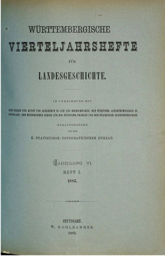 Württembergische Vierteljahreshefte für Landeskunde