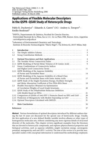 QSAR and Molecular Modeling Studies in Heterocyclic Drugs I