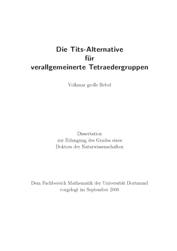 Die Tits-Alternative für verallgemeinerte Tetraedergruppen