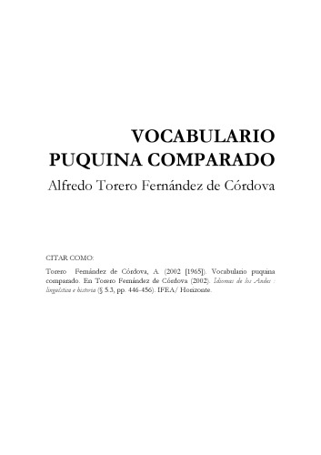Vocabulario puquina comparado
