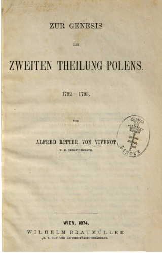 Zur Genesis der zweiten Teilung Polens 1792-1793