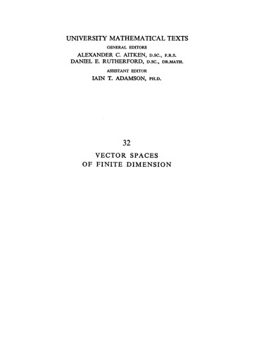 Vector Spaces of Finite Dimension