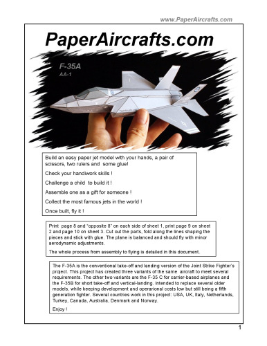 PaperAircrafts.com F-35A AA-1