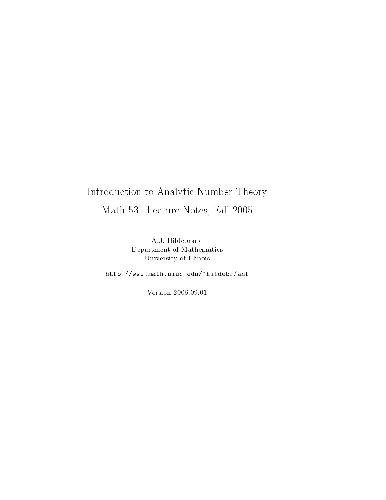 Introduction to Analytic Number Theory