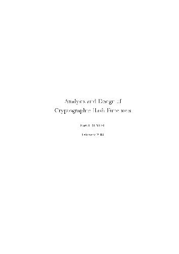 Analysis and Design of Cryptographic Hash Functions