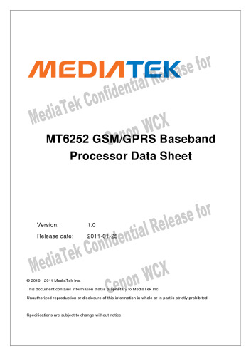 MT6252 GSM/GPRS Baseband Processor Datasheet