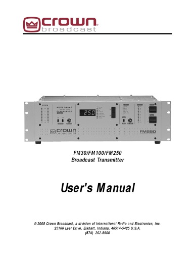 CROWN FM Low Power [FM30, 100, 250] Broadcast Transmitter