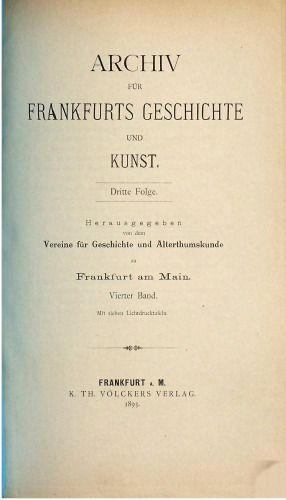 Archiv für Frankfurts Geschichte und Kunst