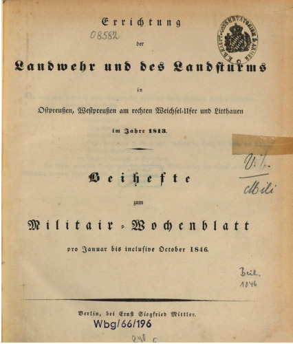 Beihefte zum Militär-Wochenblatt