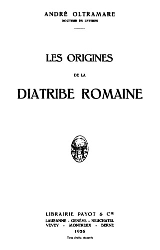 Les origines de la diatribe romaine