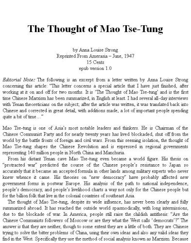The Thought of Mao Tse-Tung