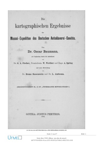 Die kartographischen Ergebnisse der Massai-Expedition des Deutschen Antisklaverei-Comités