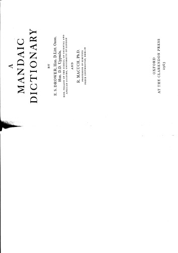 A Mandaic dictionary