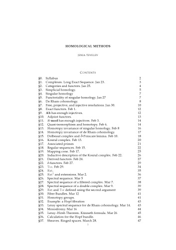 Homological methods [Lecture notes]