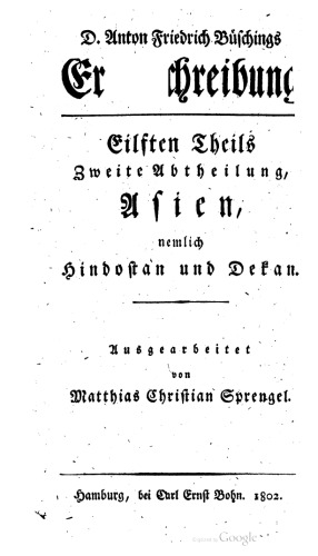 Asien, nämlich Hindostan und Dekan