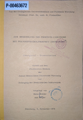 Zur Behandlung des Prostata-Carcinoms mit Polyoestradiolphosphat (EstradurinR)