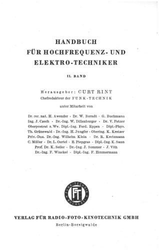HANDBUCH FÜR HOCHFREQUENZ- UND ELEKTRO-TECHNIKER