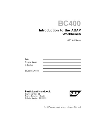 BC400 Introduction to the ABAP Workbench