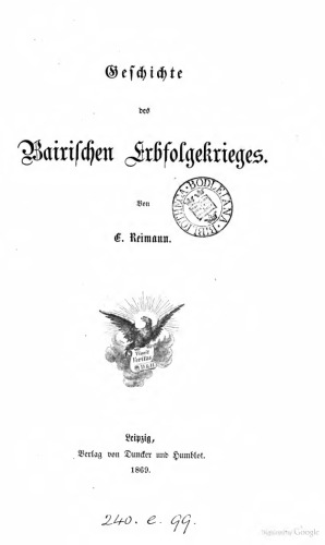 Geschichte des bairischen Erbfolgekrieges