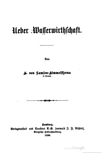 Über Wasserwirtschaft