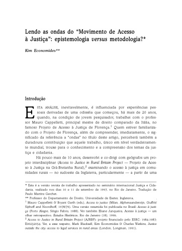 'Lendo as ondas do "Movimento de Acesso à Justiça" - epistemologia vs metodologia?