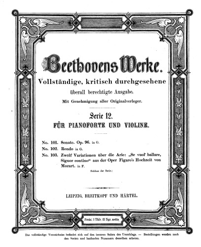 Sonate No. 10 für Pianoforte und Violine
