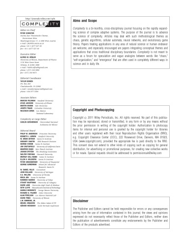 Complexity, Volume 16, Issue 5, May June 2011