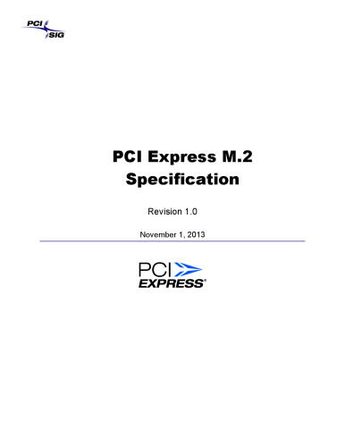 PCI Express M.2 Specification, Revision 1.0