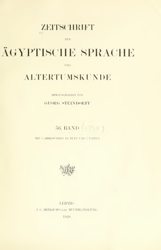 Zeitschrift für Ägyptische Sprache und Altertumskunde