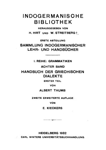 Handbuch der griechischen Dialekte 1