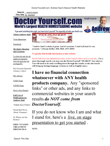 Orthomolecular Medicine : DoctorYourself com website by Andrew Saul PhD - complete articles on Vitamins, Nutritions ( 10 Feb 2024 )