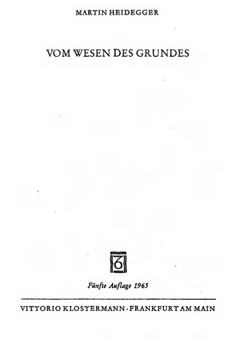 Vom Wesen des Grundes