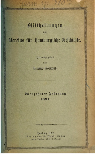 Mitteilungen des Vereins für Hamburgische Geschichte