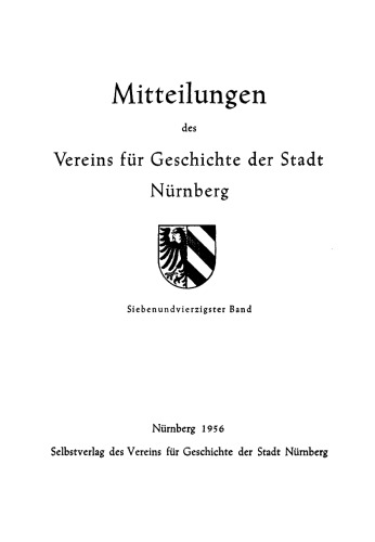 Mitteilungen des Vereins für Geschichte der Stadt Nürnberg