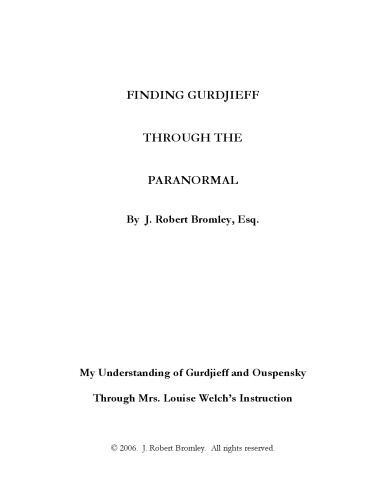 Finding Gurdjieff through the Paranormal