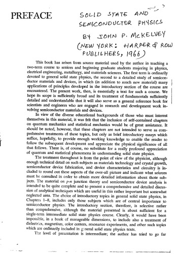 Solid State and Semiconductor Physics