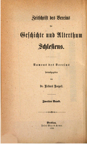 Zeitschrift des Vereins für Geschichte und Altertum Schlesiens