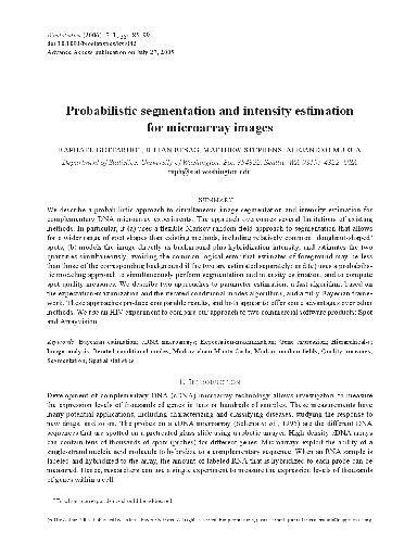 Probabilistic segmentation and intensity estimation for microarray images