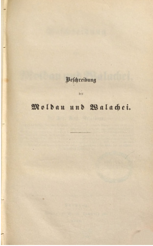 Beschreibung von Moldau und Walachei