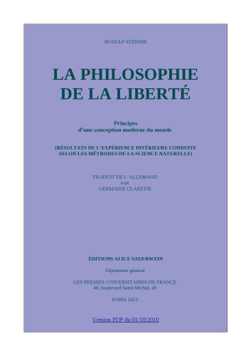 La philosophie de la liberté