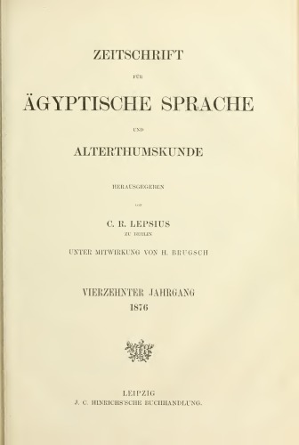 Zeitschrift für Ägyptische Sprache und Altertumskunde