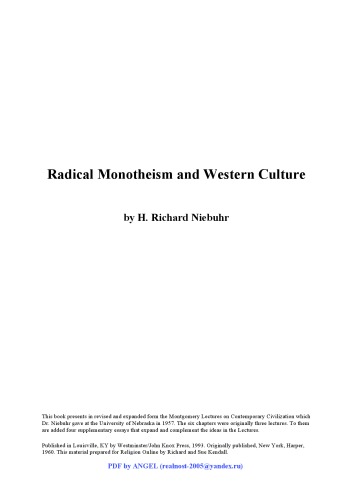Radical Monotheism and Western Culture