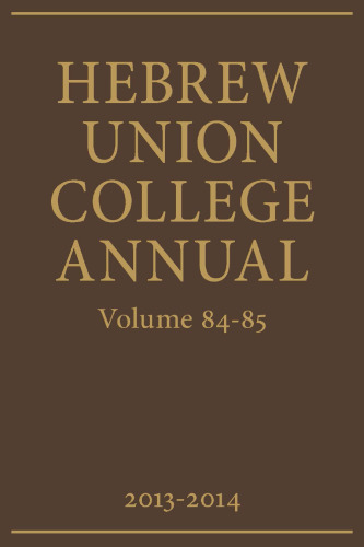 Hebrew Union College Annual Volume Vol. 84-85
