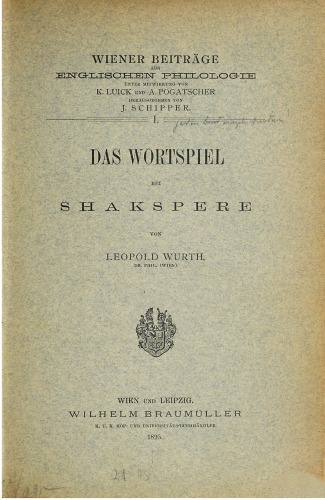 Das Wortspiel bei Shakspere [Shakespeare]